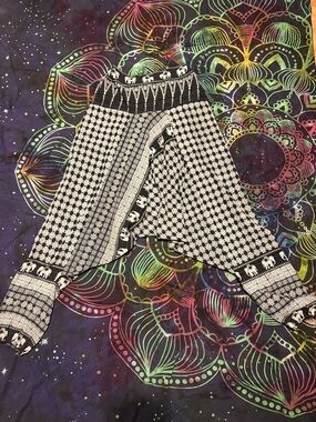 Black & White Elephant Print Harem Pants